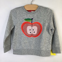 Size 2-3: Boden Gray/Pink Apple Applique Sweatshirt