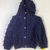 Size 6-12m: Misha & Puff Navy Merino Wool Blue Hooded Sweater (retails $218)