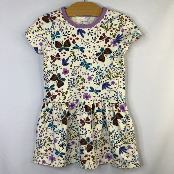 Size 3: Mightly Off-White/Multi Butterfly Floral Dress