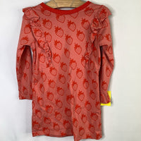Size 5: Tea Red Strawberries Ruffle Trim Long Sleeve Dress REDUCED
