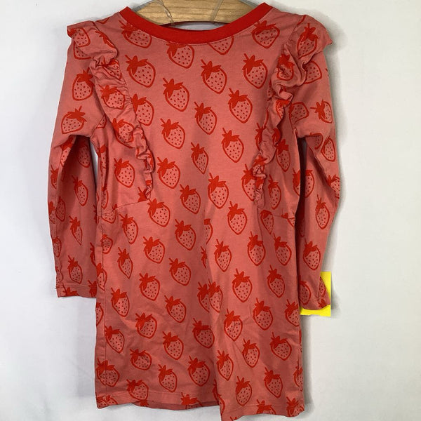 Size 5: Tea Red Strawberries Ruffle Trim Long Sleeve Dress REDUCED