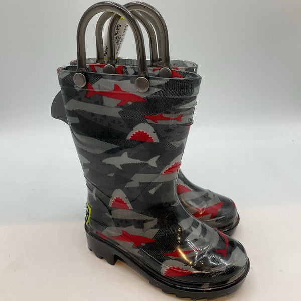 Size 5: Western Chief Black/Gray/Red Sharks Rain Boots