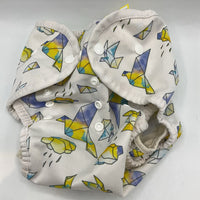 Size 0-9m: Thirsties White/Multi Origami Print Diaper Cover