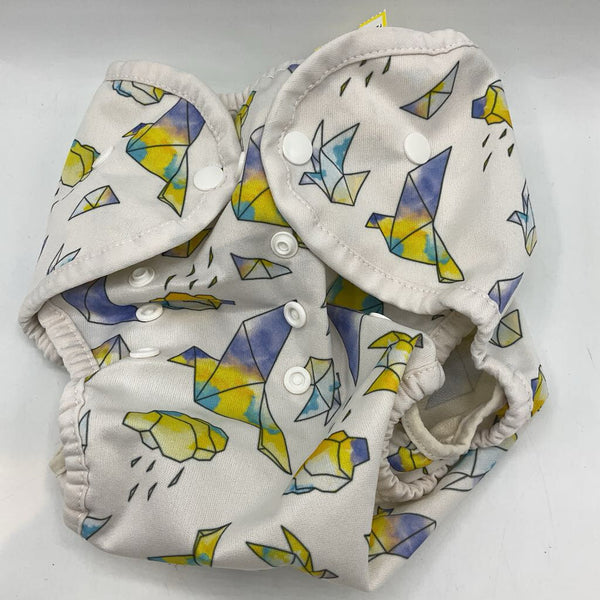 Size 0-9m: Thirsties White/Multi Origami Print Diaper Cover