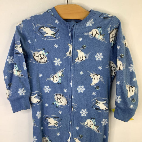 Size 3: Old Navy Blue/White Polar Bears 1pc Fleece Zip PJs