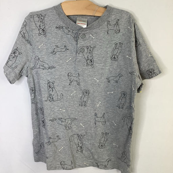 Size 6-7 (120): Hanna Andersson Black/Gray Doggies Henley T-Shirt REDUCED