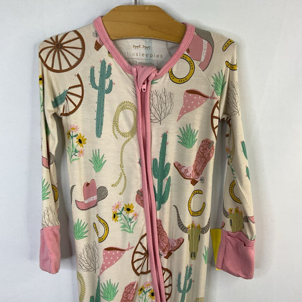 Size 3-6m: MagneticMe Beige/Multi Cowgirl Print Bamboo 1pc PJs