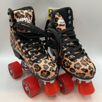Size 2-3Y : Impala Brown/Black Leopard Print Roller Skates