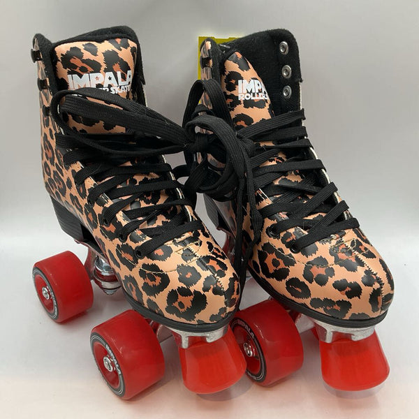 Size 2-3Y : Impala Brown/Black Leopard Print Roller Skates