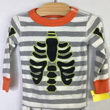 Size 2 (85): Hanna Andersson Gray/White/Multi Stripes/Skeleton Organic Cotton 2pc PJs