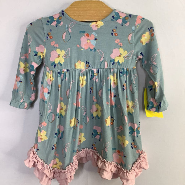 Size 0-3m: MagneticMe Blue/Multi Floral Bamboo Nightgown