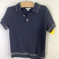 Size 6-7: Crewcuts Navy/White Trim Short Sleeve Sweater Polo