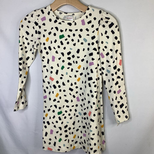 Size 8 (130): Hanna Andersson White/Colorful Spots Long Sleeve Dress