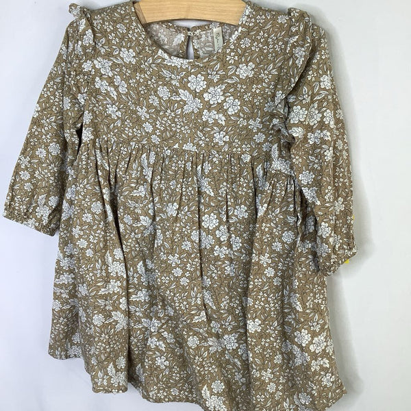 Size 2-3: Rylee + Cru Tan/White Floral Long Sleeve Dress