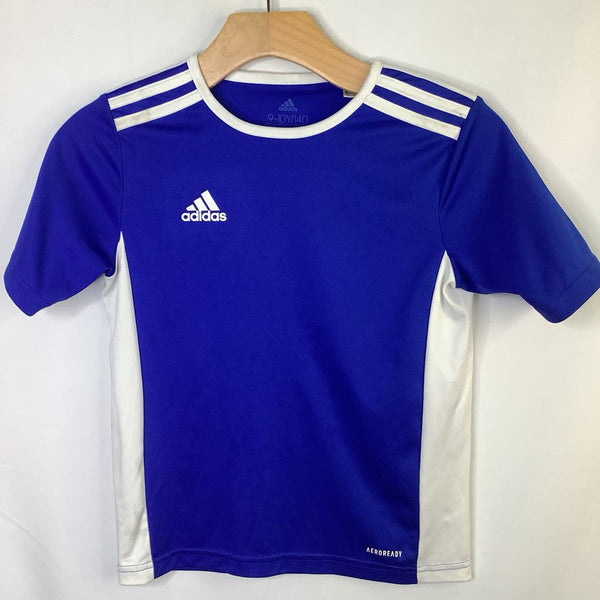 Size 9-10: Adidas Blue/White Trim Soccer T-Shirt