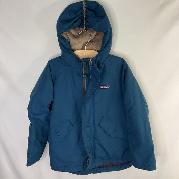Size 5-6: Patagonia Blue Fleece Lined Waterproof Coat REDUCED