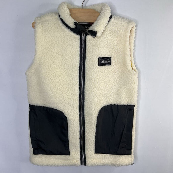 Size 6: GH Bass White/Black Sherpa Zip Vest