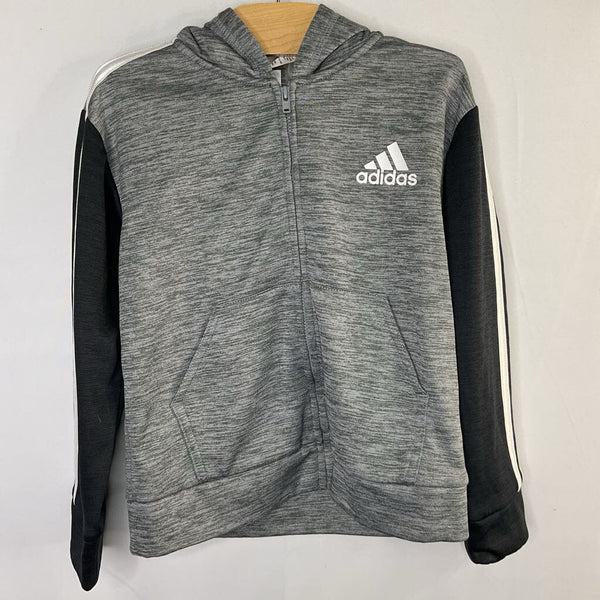 Size 5: Adidas Gray/Black Fleece Lined Zip Hoodie