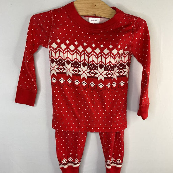Size 2 (85): Hanna Andersson Red/White Fair Isle Organic Cotton 2pc Holiday PJs