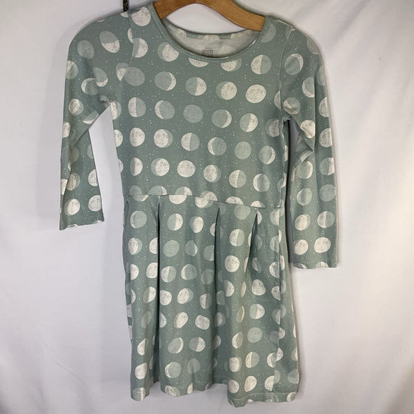 Size 8: Winter Water Factory Blue/White Moon Phases Long Sleeve Pocket Dress REDUCED