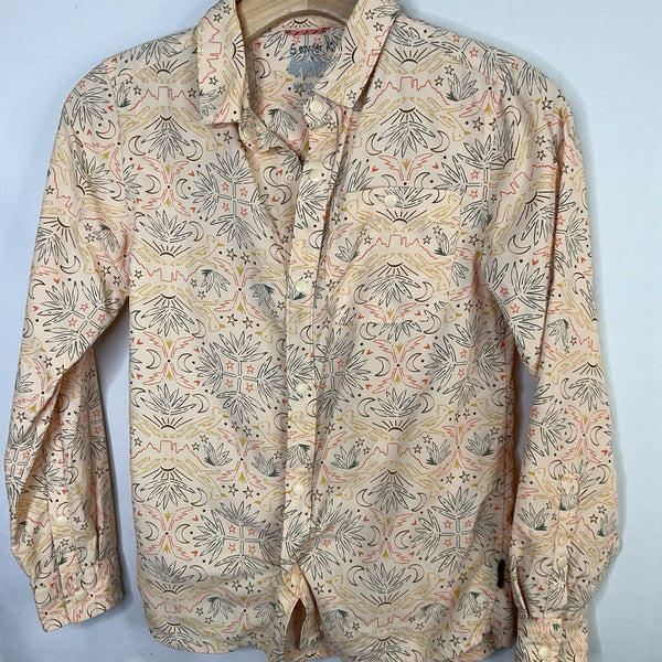 Size 10-12: REI Orange/Multi Desert Print Snap-Up Hiking Shirt