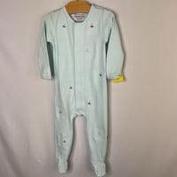 Size 6-9m: Magnetic Me Blue/Multi Sailboats Organic Cotton Footy PJs