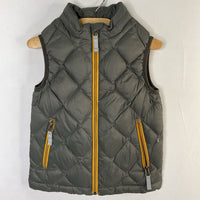 Size 5 (110): Hanna Andersson Gray/Orange Trim Quilted Down Vest