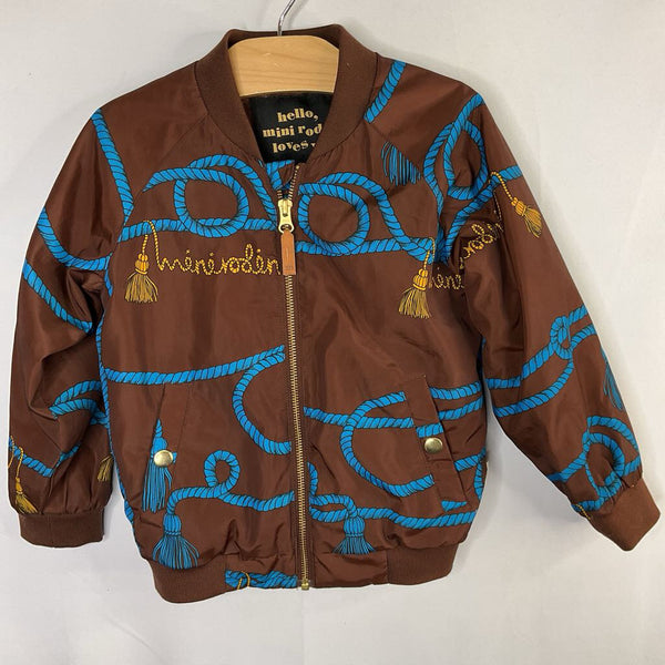 Size 4-5: Mini Rodini Brown/Blue Rope Baseball Jacke