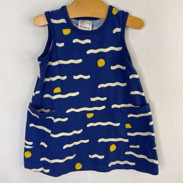 Size 12-18m (75): Hanna Andersson Blue/White/Yellow Print Tank Dress