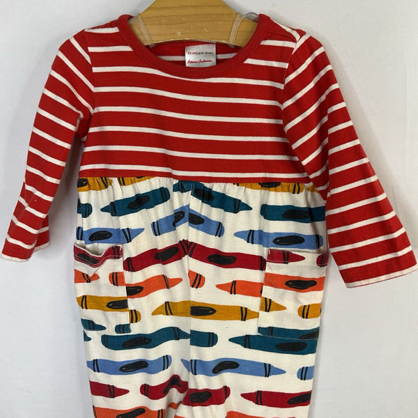 Size 12-18m (75): Hanna Andersson Red/White/Colorful Stripes/Crayons Romper