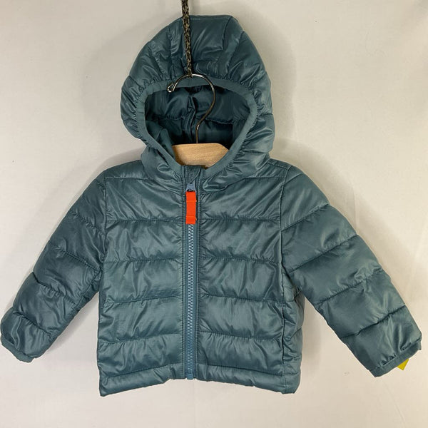 Size 3-6m: Primary Blue Poly Fill Hooded Puffer Coat