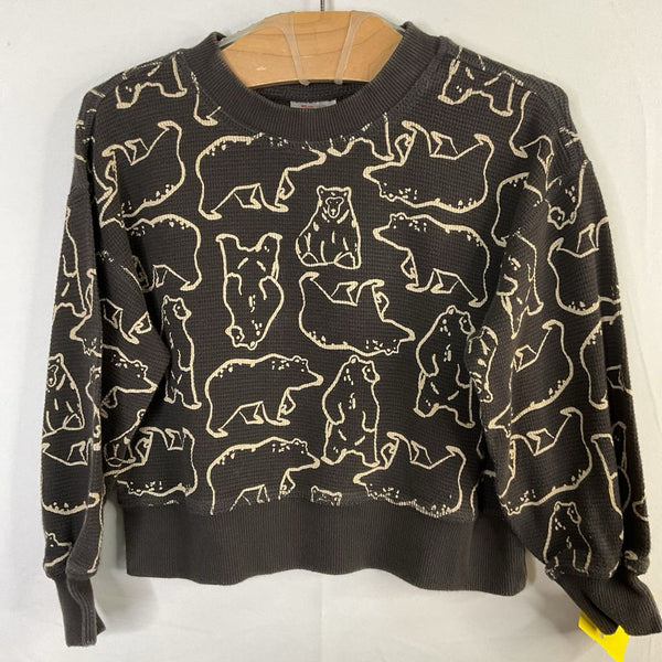 Size 3 (90): Hanna Andersson Black/White Bears Waffle Knit Long Sleeve Shirt