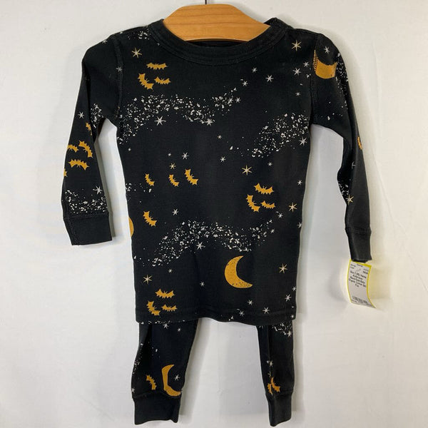 Size 2 (85): Hanna Andersson Black/Gold Bats Organic Cotton 2pc PJs