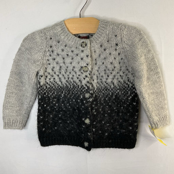 Size 2-3: Tea Gray/Black Wool Blend Button-Up Cardigan