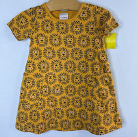 Size 2 (85): Hanna Andersson Yellow/Black Sneaky Lion Pocket Dress