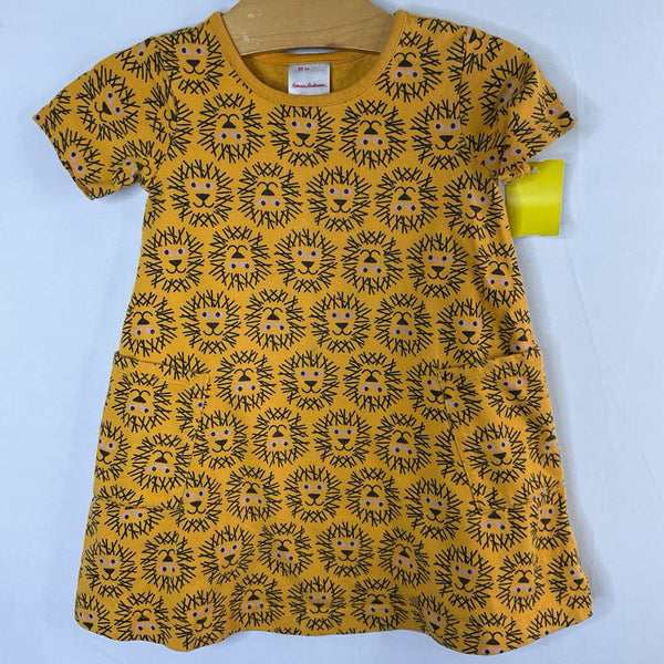 Size 2 (85): Hanna Andersson Yellow/Black Sneaky Lion Pocket Dress