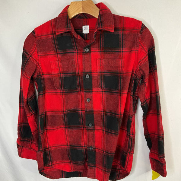 Size 10-12: Gap Red/Black Plaid Flannel Button-Up Shirt