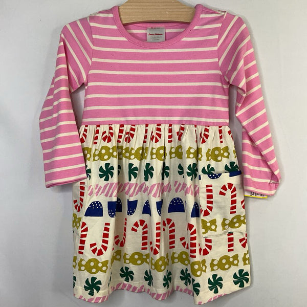 Size 2 (85): Hanna Andersson Pink/Multi Stripes/Candy Long Sleeve Holiday Dress