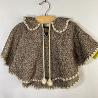 Size 2: Hillana Brown Wool Blend Poncho