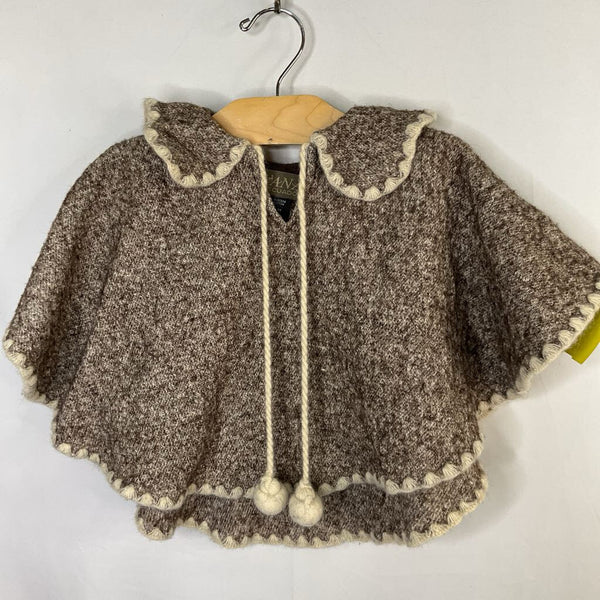 Size 2: Hillana Brown Wool Blend Poncho