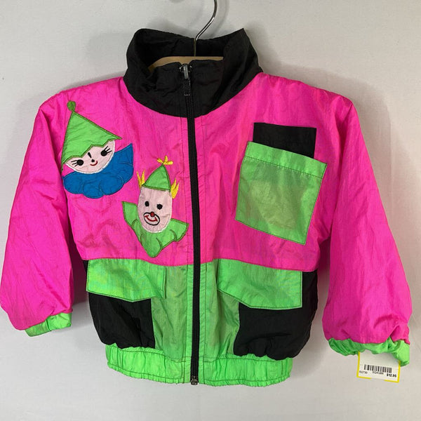 Size 18m: Vintage Little Lana Neon Black/Pink/Green Clowns Windbreaker