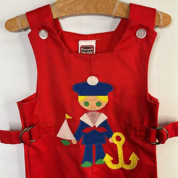 Size 2: Vintage Chocolate Soup Red/Colorful Sailor Overalls