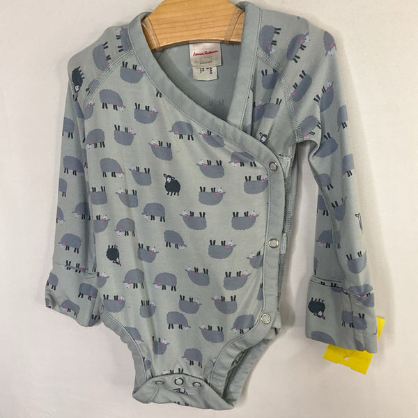 Size 6-12m (70): Hanna Andersson Blue Sheep Tencel Long Sleeve Onesie