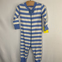 Size 6-12m (70) Hanna Andersson Blue/White Striped Organic Cotton 1pc Zip PJs