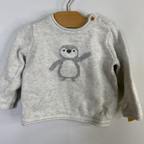 Size 3-6m: The Little White Company Gray Penguins Sweater