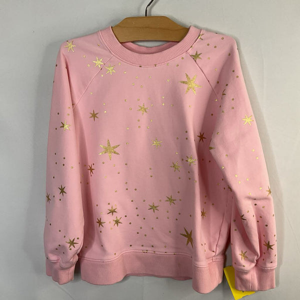 Size 6-7 (120): Hanna Andersson Pink/Gold Stars Sweatshirt