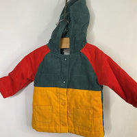 Size 6-12m (70): Hanna Andersson Red/Green/Yellow Corduroy Padded Jacket