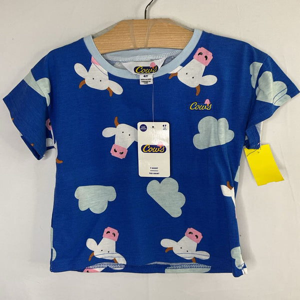 Size 4: Cows Blue Cattle/Clouds T-Shirt NEW w/ Tags