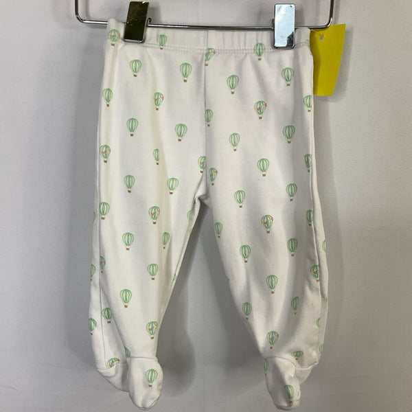 Size 0-3m: Nantucket Baby White/Green Hot Air Balloons Footy Pants
