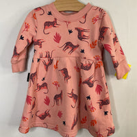 Size 6-12m: Dot Pink/Blue Leopards Long Sleeve Sweatshirt Dress REUCED